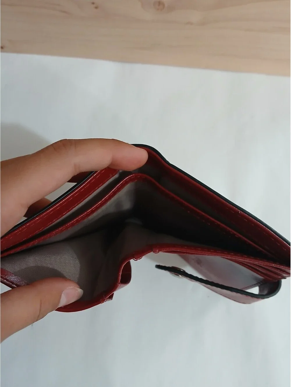 Bostanten Small Burgundy Wallet for Women Leather Red
